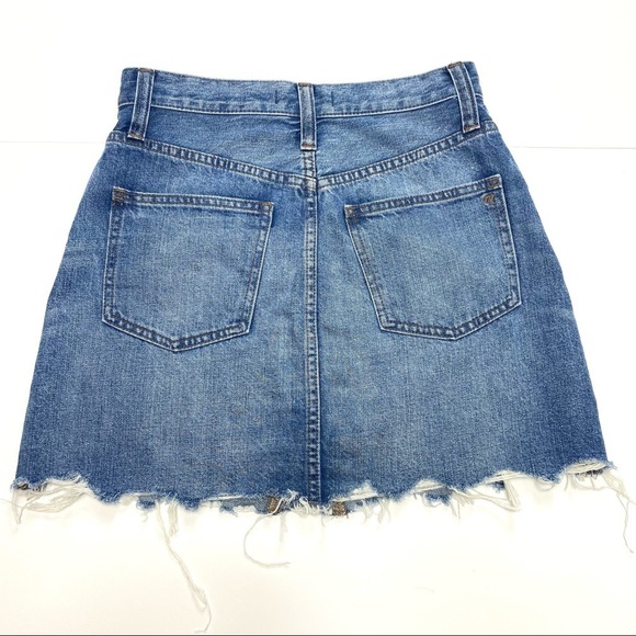 Madewell Rigid Denim A-Line Mini Skirt Button Fly - Picture 9 of 9